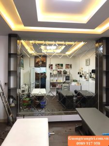 gương ghép trang trí, gương dán tường, gương trang trí spa, gương bỉ màu trắng, gương bỉ