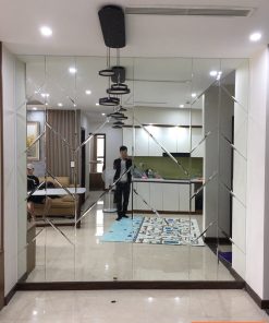 gương dán tường, gương trang trí, gương bỉ màu trắng