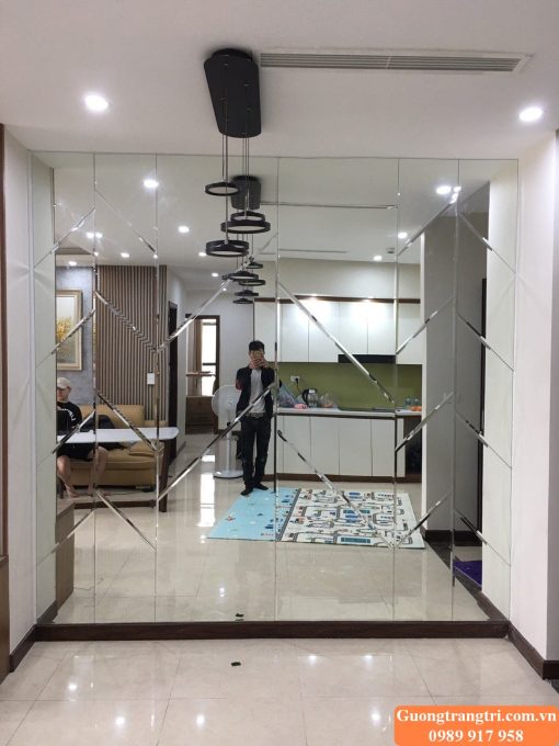 gương dán tường, gương trang trí, gương bỉ màu trắng