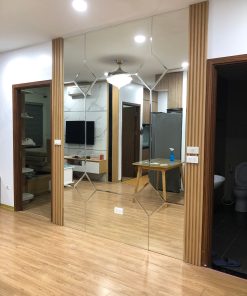 gương bỉ gương trang trí, gương dán tường, gương ghép phòng khách