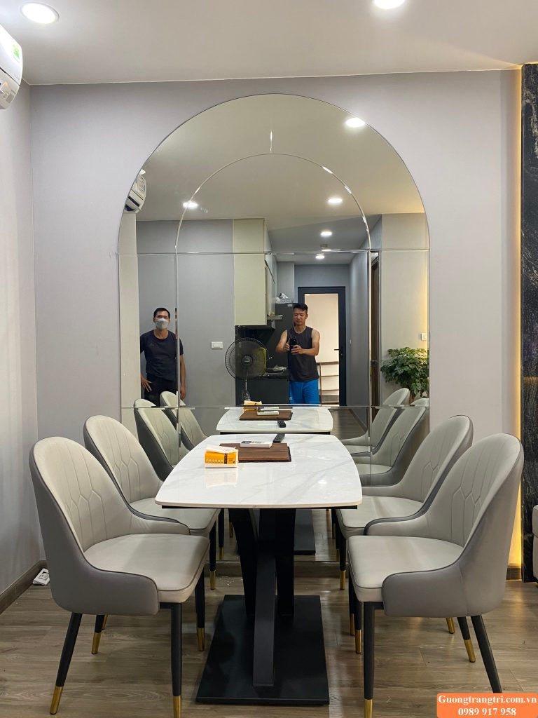 gương trang trí bàn ăn, gương ghép dán tường, gương bỉ, gương bỉ vòm