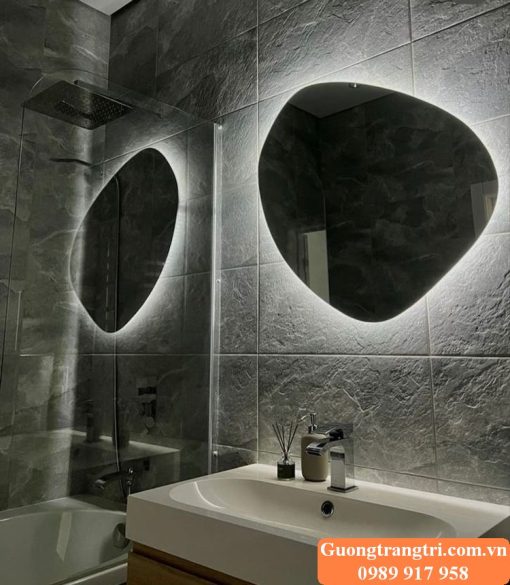 gương bỉ đèn led gương nhà tắm, gương dị hình đèn led, gương trang trí, gương thông minh