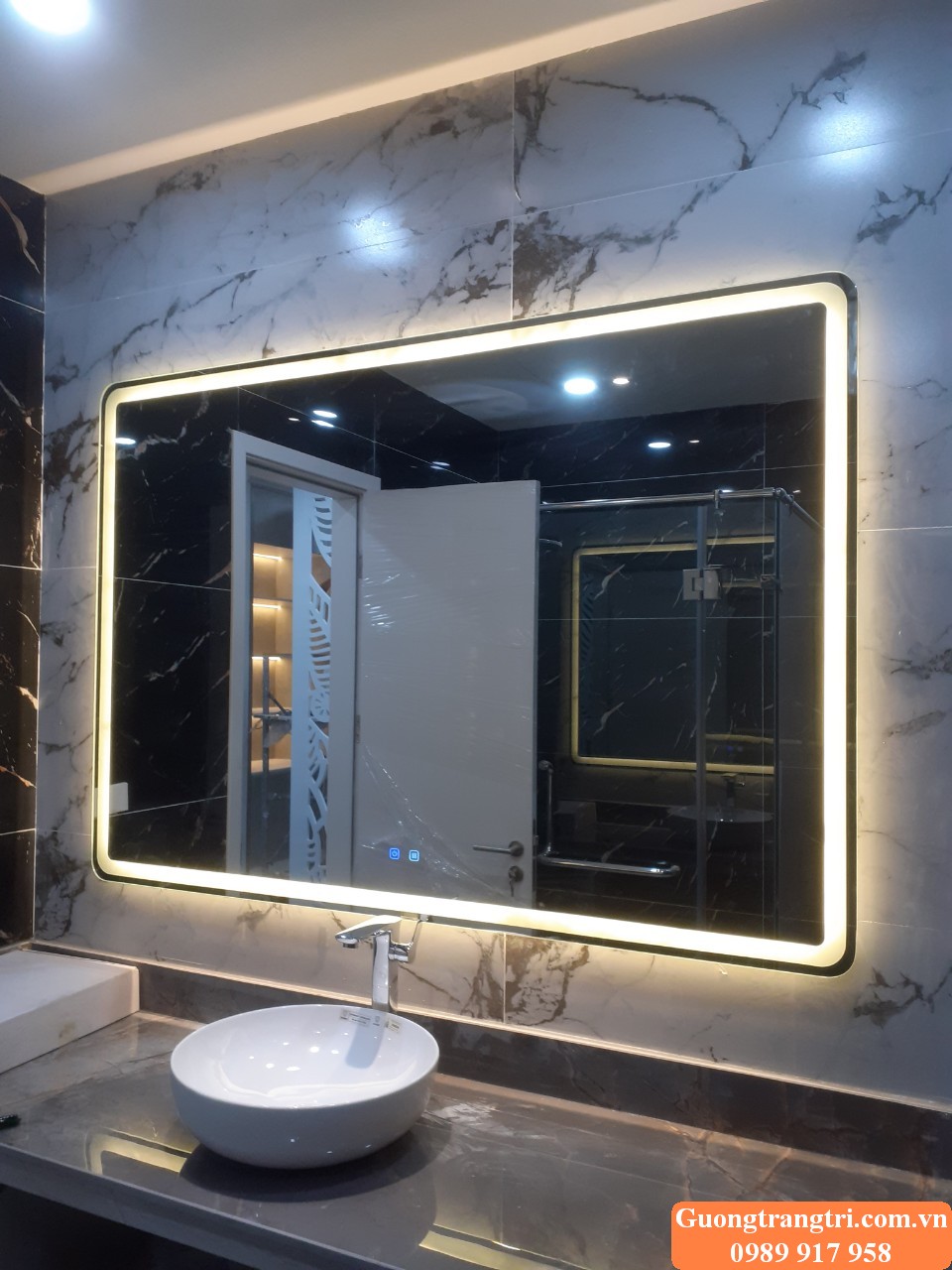 Gương trang trí, gương Bỉ , Gương nhà tắm đèn led, gương led thông minh