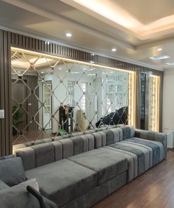 GƯƠNG GHÉP BỈ TRẮNG MẮT TRÀ, GƯƠNG GHÉP SAU SOFA, GƯƠNG TRANG TRÍ OCEN GLASS